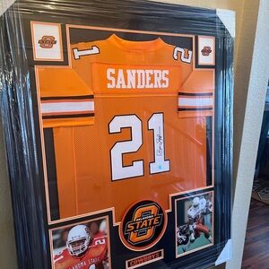 Barry Sanders authentic autograph framed Jersey 35x43